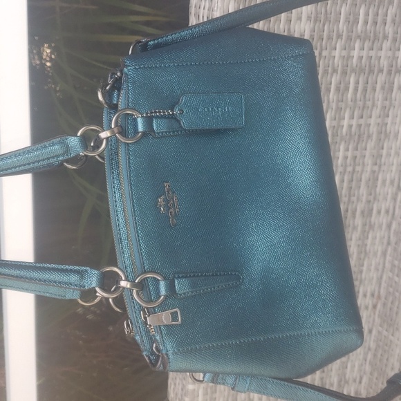 ❤COACH Metallic Teal Crossbody Bag EUC - Picture 12 of 12